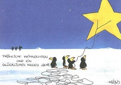 Fröhliche Weihnachten und ein glückliches neues Jahr (Pinguine mit