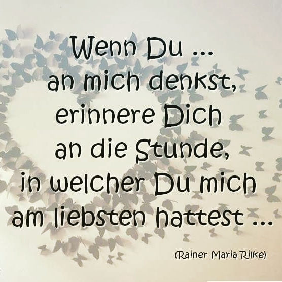 Wenn Du an mich denkst, erinnere Dich an die Stunde, in welcher Du mich am liebsten hattest  Rainer Maria Rilke