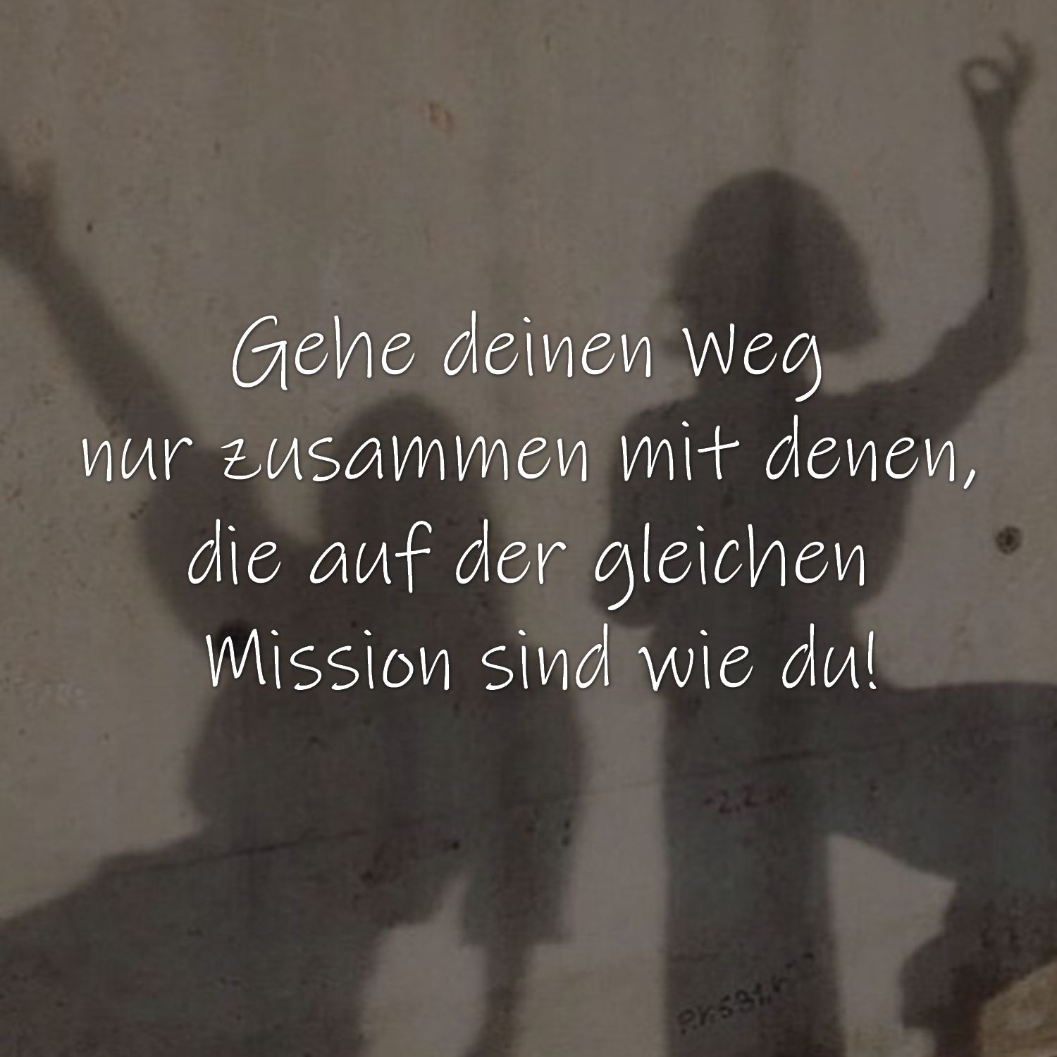 Gehe deinen Weg nur zusammen mit denen, die auf der gleichen Mission sind wie du!